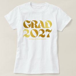 Seniorklas van 2027 Zwart en Goud Typografie T-shirt