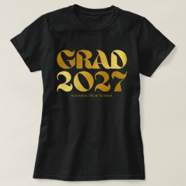 Seniorklas van 2027 Zwart en Goud Typografie T-shirt