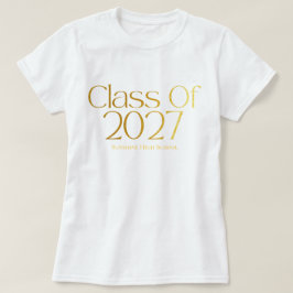 Seniorklas van 2027 Zwart en Goud Typografie T-shirt
