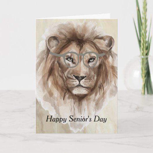Senior's Day met Waterverf Lion Kaart (Voorkant)