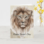 Senior's Day met Waterverf Lion Kaart (Gele Bloem)