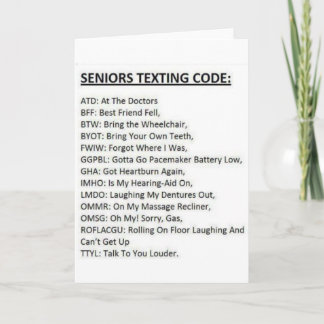 Seniors Texting Code Kaart