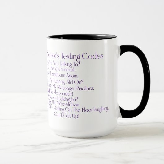 "Senior's Texting Codes" Aangepaste koffie / thee Mok (Rechts)