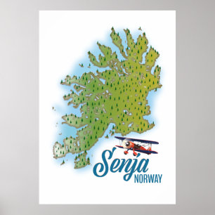 Senja Noorwegen eiland kaart Poster