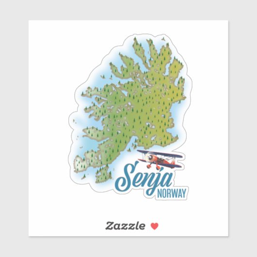 Senja Noorwegen eiland kaart Sticker (Vel)