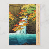 Senju Waterfall, Akame Hasui Kawase shin hanga art Briefkaart (Voorkant)