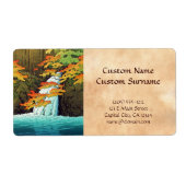 Senju Waterfall, Akame Hasui Kawase shin hanga art Etiket (Voorkant)