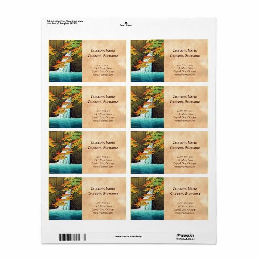 Senju Waterfall, Akame Hasui Kawase shin hanga art Etiket (Full Sheet)