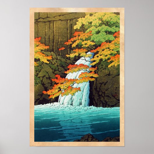 Senju Waterfall, Akame Hasui Kawase shin hanga art Poster (Voorkant)