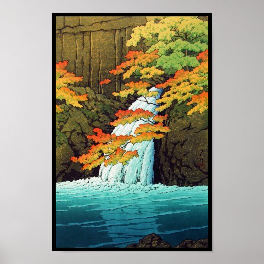 Senju Waterfall, Akame Hasui Kawase shin hanga art Poster (Voorkant)