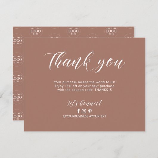 Senna Modern Lettering Business Package Dank u Bedankkaart (Voorkant / Achterkant)