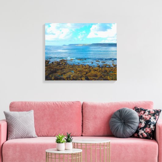 Sennen-baai ten westen van Cornwall Canvas Afdruk (Insitu (Woonkamer))