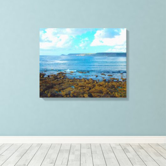 Sennen-baai ten westen van Cornwall Canvas Afdruk (Insitu (Houten vloer))
