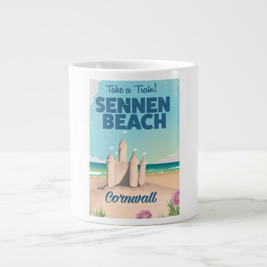 Sennen Beach Zandkasteel Cornwall reisposter Grote Koffiekop (Voorkant)