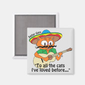 Señor Gato Cartoon Cat Playing Guitar Singing Magneet (Voorkant / Achterkant)