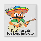 Señor Gato Cartoon Cat Playing Guitar Singing Magneet (Voorkant)
