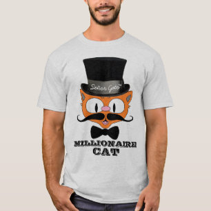 Señor Gato Cartoon Millionaire Mustache Cat Bowti T-shirt