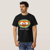 Señor Gato™ Cartoon Mustache Cat Face T-shirt (Voorkant volledig)
