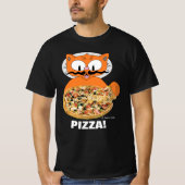 Señor Gato Cartoon Mustache Cat Pizza! T-shirt (Voorkant)