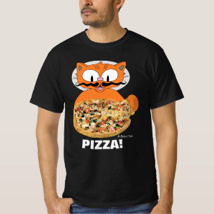 Señor Gato Cartoon Mustache Cat Pizza! T-shirt