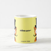Señor Gato Cartoon Mustache Cat Top Hat Bow Stropd Koffiemok (Center)