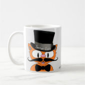 Señor Gato Cartoon Mustache Cat Top Hat Bow Stropd Koffiemok (Links)