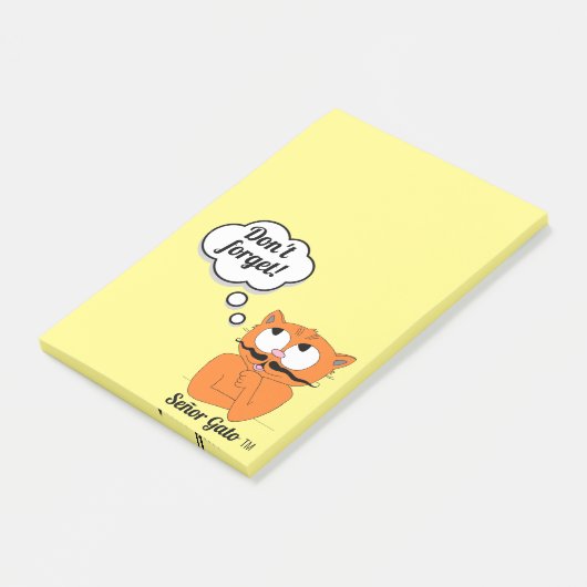 Señor Gato Cartoon Mustache Cat "Vergeet het niet! Post-it® Notes (Schuin)