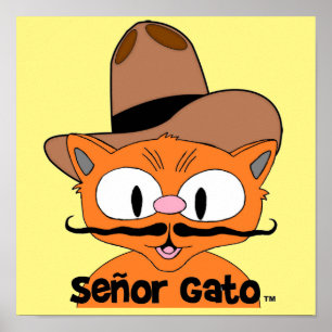 Senor Gato Cartoon Snorhaar Kat Cowboy Poster
