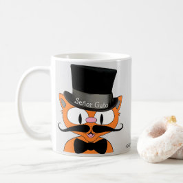 Señor Gato Cartoon Snorhaar Kat Hoed Strikdas Koffiemok