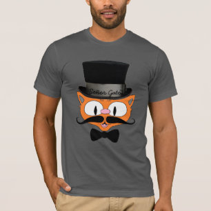 Señor Gato™ Cartoon Snorhaar Kat Met Hoed T-shirt