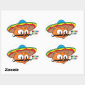 Senor Gato Cartoon Snorhaar Kat  Ovale Sticker (Vel)