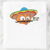 Senor Gato Cartoon Snorhaar Kat  Ovale Sticker (Tas)