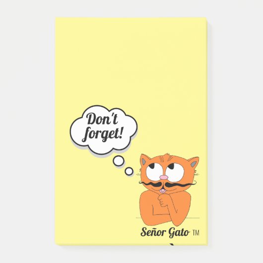 Señor Gato Cartoon Snorhaar Kat "Vergeet het niet! Post-it® Notes (Voorkant)