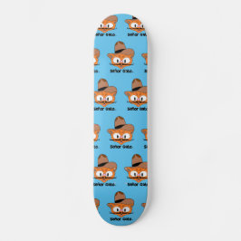 Señor Gato Cowboy Cartoon Snorhaar Kat Persoonlijk Skateboard