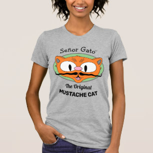 Señor Gato™ de originele mustache Cartoon Cat T-shirt