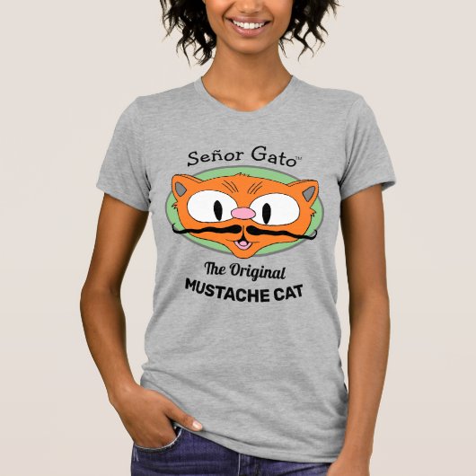 Señor Gato™ de originele mustache Cartoon Cat T-shirt (Voorkant)