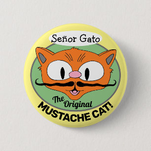 Señor Gato de originele Mustache Cat Cartoon kat. Ronde Button 5,7 Cm