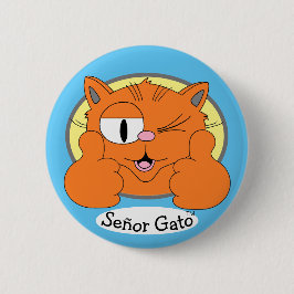 Señor Gato Duim Omhoog Knipogende Tekenfilmkat Ronde Button 5,7 Cm