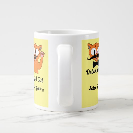 Señor Gato Five Afbeeldingen Cute Mustache Cat Grote Koffiekop (Achterkant)
