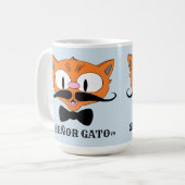 SEÑOR GATO Handlebar Mustache Cat Koffiemok (Voorkant links)