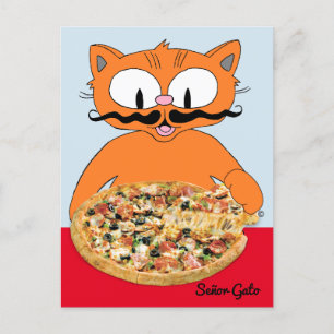 "Señor Gato Pizza" Grappige Deluxe Pizza Malle Kat Briefkaart