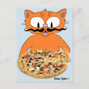 "Señor Gato Pizza" Grappige Deluxe Pizza Malle Kat Briefkaart