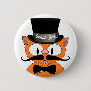 Señor Gato™ Snorhaar Hoed en Strikdas Kat Ronde Button 5,7 Cm