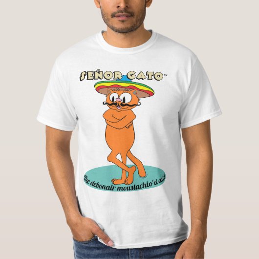 Señor Gato™ The Debonair Moustachio'd Cat. T-shirt (Voorkant)