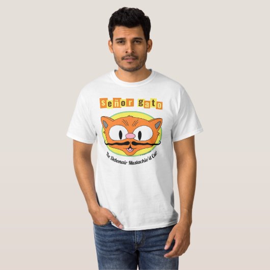Señor Gato™ The Debonair Mustachio'd Cat. T-shirt (Voorkant volledig)