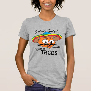 Señor Gato's House of Tacos Mexican Cartoon Cat T-shirt