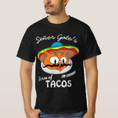 Señor Gato's House of Tacos Mexican Cartoon Cat T-shirt (Voorkant)