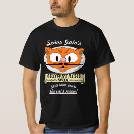 Señor Gato's MEOWSTACHE WAX Handlebar Mustache Cat T-shirt