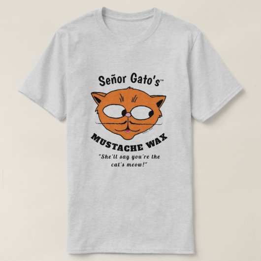 Señor Gato's MUSTACHE WAX Cartoon Cat Funny Shirt (Design voorkant)