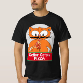Señor Gato's Pizza Handlebar Mustache Cat T-shirt